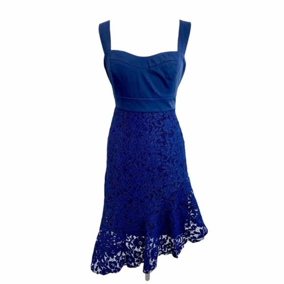 FOXIEDOX blue lace asymmetrical hem dress - Picture 1 of 10